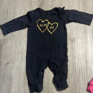 4 for $20 Black Baby One Piece with Gold Heart Design